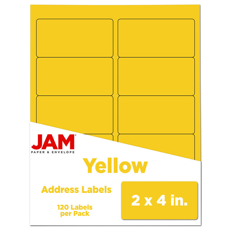 JAM Paper Mailing Address Labels, Rectangle, 2in x 4in, Yellow, Pack Of 120 MPN:302724410