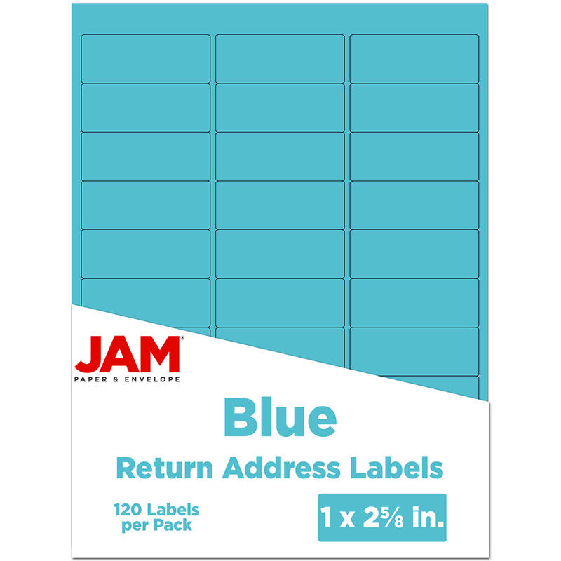 JAM Paper Mailing Address Labels, Rectangle, 2 5/8in x 1in, Blue, Pack Of 120 MPN:302725762