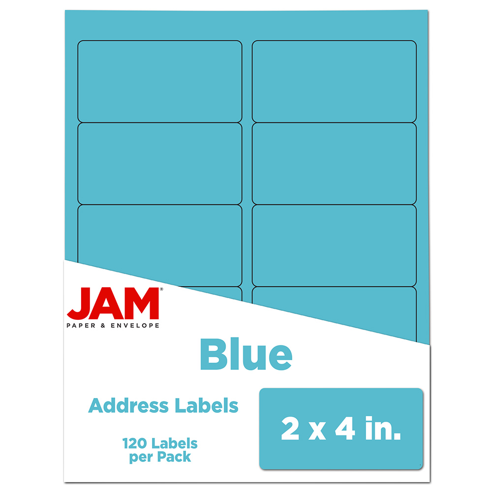 JAM Paper Mailing Address Labels, Rectangle, 2in x 4in, Blue, Pack Of 120 MPN:302725768