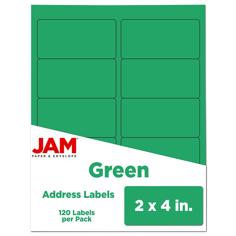 JAM Paper Mailing Address Labels, Rectangle, 2in x 4in, Green, Pack Of 120 MPN:302725774
