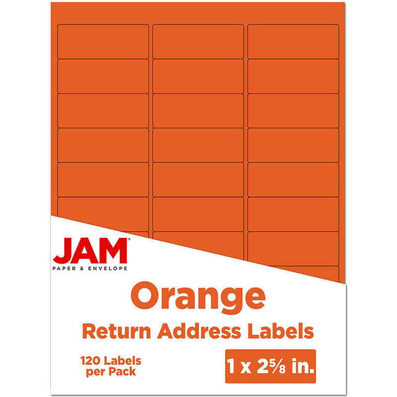 JAM Paper Mailing Address Labels, Rectangle, 2 5/8in x 1in, Orange, Pack Of 120 MPN:302725782