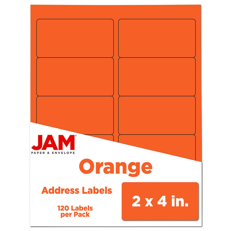 JAM Paper Mailing Address Labels, Rectangle, 2in x 4in, Orange, Pack Of 120 MPN:302725784