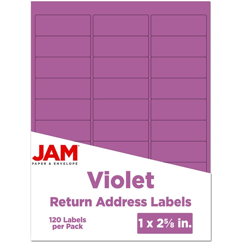 JAM Paper Mailing Address Labels, Rectangle, 2 5/8in x 1in, Purple, Pack Of 120 MPN:302725788