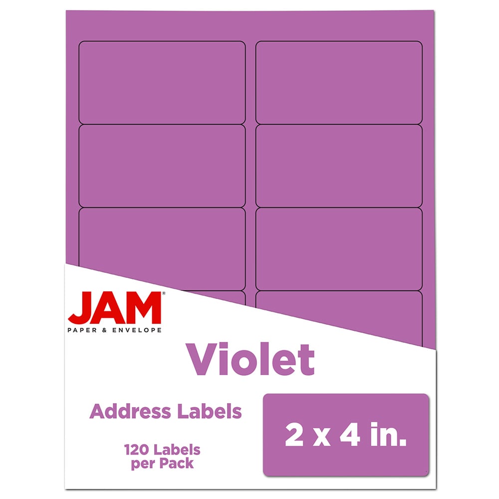 JAM Paper Mailing Address Labels, Rectangle, 2in x 4in, Violet Purple, Pack Of 120 MPN:302725790