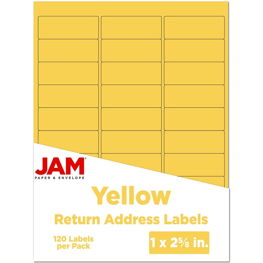 JAM Paper Mailing Address Labels, 302725801, 2 5/8in x 1in, Yellow, Pack Of 120 MPN:302725801