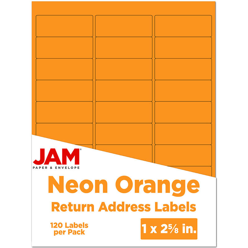 JAM Paper Mailing Address Labels, Rectangle, 1in x 2 5/8in, Neon Orange, Pack of 120 MPN:354328014