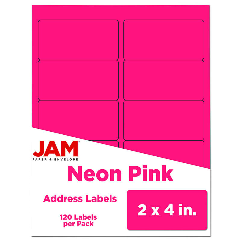 JAM Paper Mailing Address Labels, Rectangle, 2in x 4in, Neon Pink, Pack Of 120 MPN:354328023