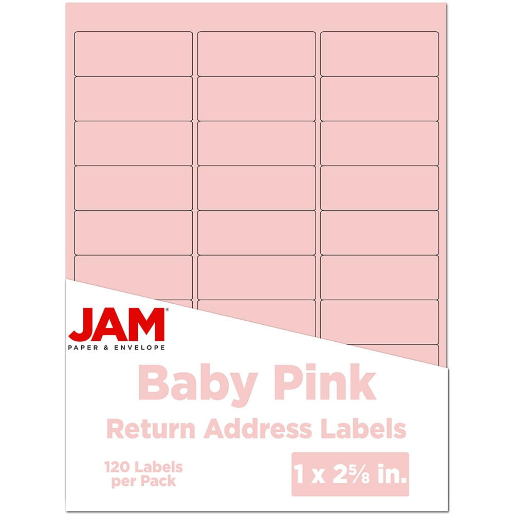 JAM Paper Mailing Address Labels, Rectangle, 2 5/8in x 1in, Baby Pink, Pack Of 120 MPN:4052895