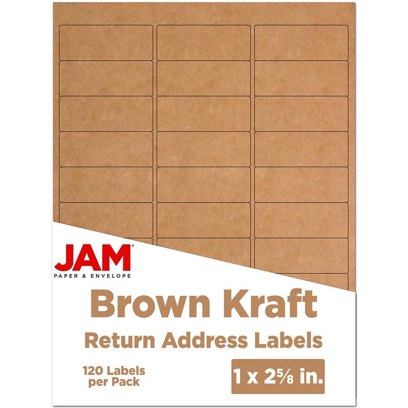 JAM Paper Mailing Address Labels, Rectangle, 2 5/8in x 1in, Brown Kraft, Pack Of 120 MPN:4513701