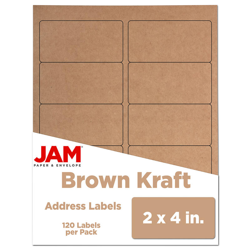JAM Paper Mailing Address Labels, Rectangle, 2in x 4in, Brown Kraft, Pack Of 120 MPN:4513703