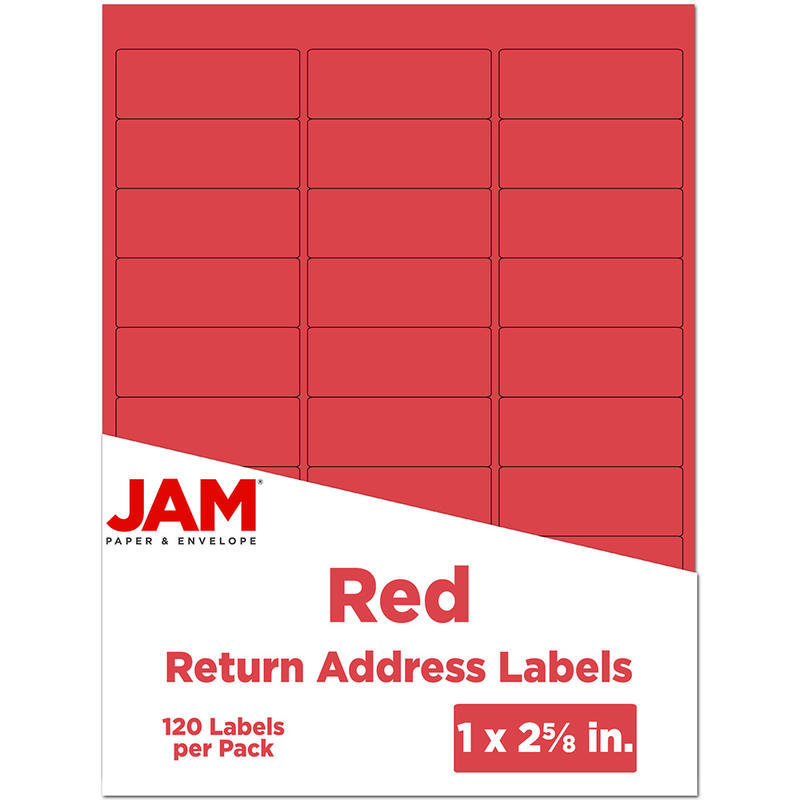 JAM Paper Mailing Address Labels, Rectangle, 2 5/8in x 1in, Red, Pack Of 120 MPN:4514939