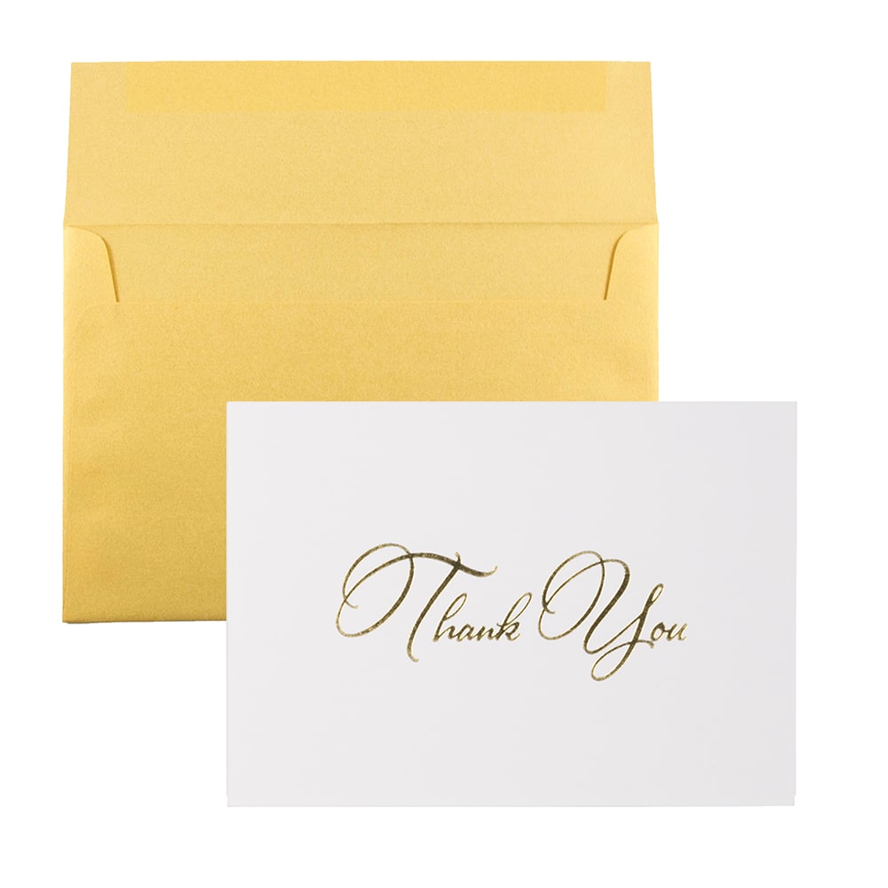 JAM Paper Thank You Card Set, Gold Stardream with Gold Script, Set Of 25 Cards And 25 Envelopes MPN:2237719075