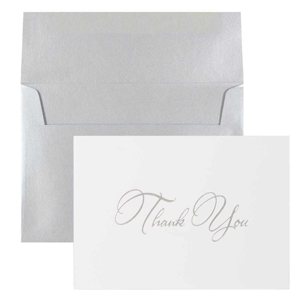 JAM Paper Thank You Card Set, Silver Stardream with Silver Script, Set Of 25 Cards And 25 Envelopes MPN:2237719076