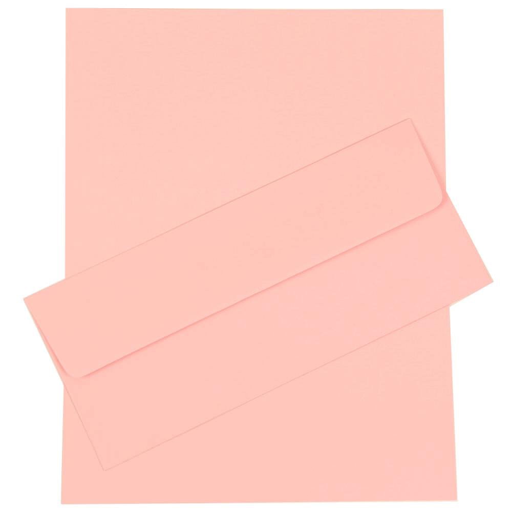 JAM Paper Business Stationery Set, 8 1/2in x 11in, Baby Pink, Set Of 50 Sheets And 50 Envelopes MPN:303024446