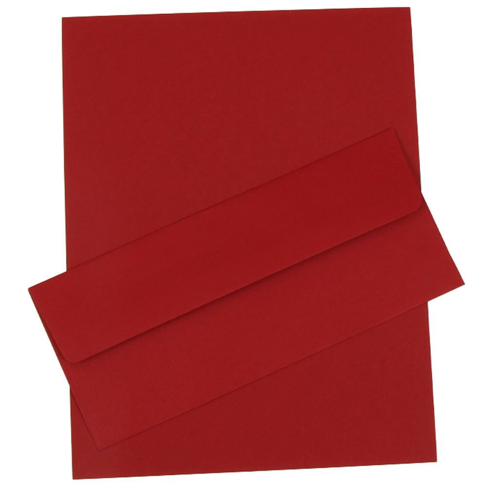 JAM Paper Business Stationery Set, 8 1/2in x 11in, Dark Red, Set Of 50 Sheets And 50 Envelopes MPN:303024451