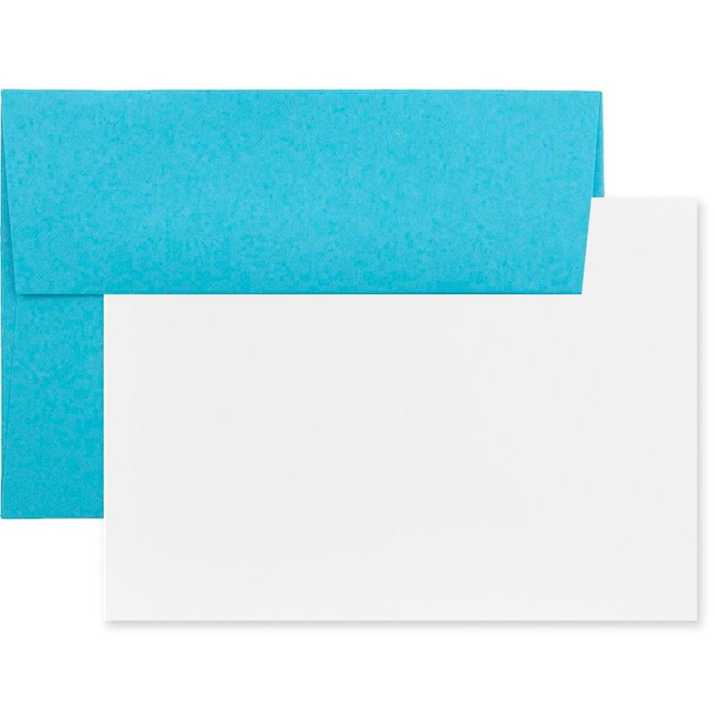 JAM Paper Stationery Set, Gummed Closure, 5 1/2in x 8 1/8in, Set Of 25 White Cards and 25 Baby Blue Envelopes MPN:304624504