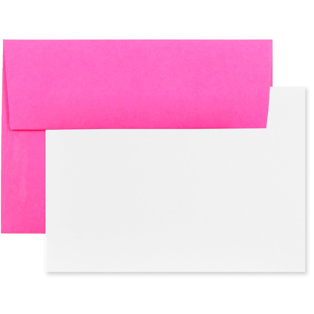 JAM Paper Stationery Set, 4 3/4in x 6 1/2in, Ultra Fuchsia/White, Set Of 25 Cards And Envelopes MPN:304624507