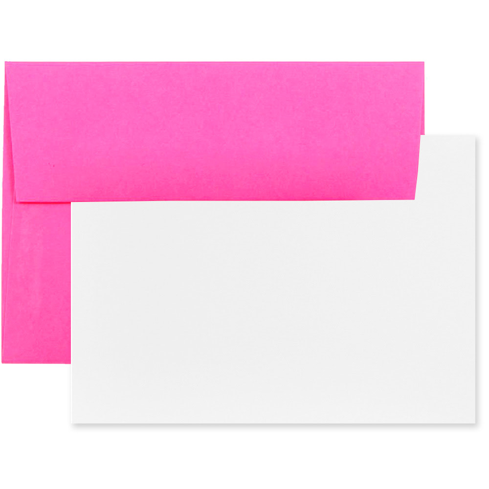 JAM Paper Stationery Set, 5 1/4in x 7 1/4in, Set Of 25 White Cards And 25 Ultra Fuchsia Envelopes MPN:304624508