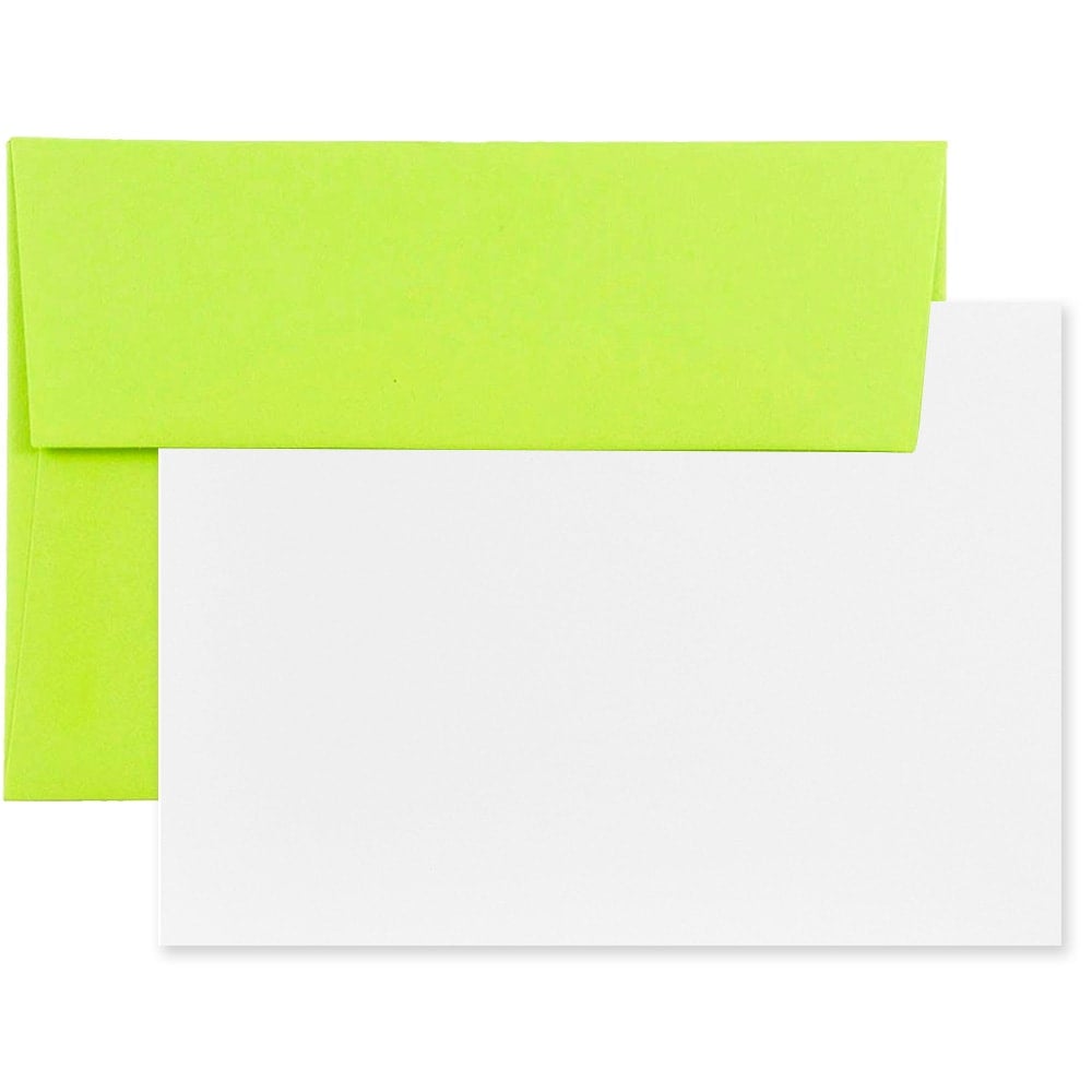 JAM Paper Stationery Set, 4 3/4in x 6 1/2in, Ultra Lime/White, Set Of 25 Cards And Envelopes MPN:304624515