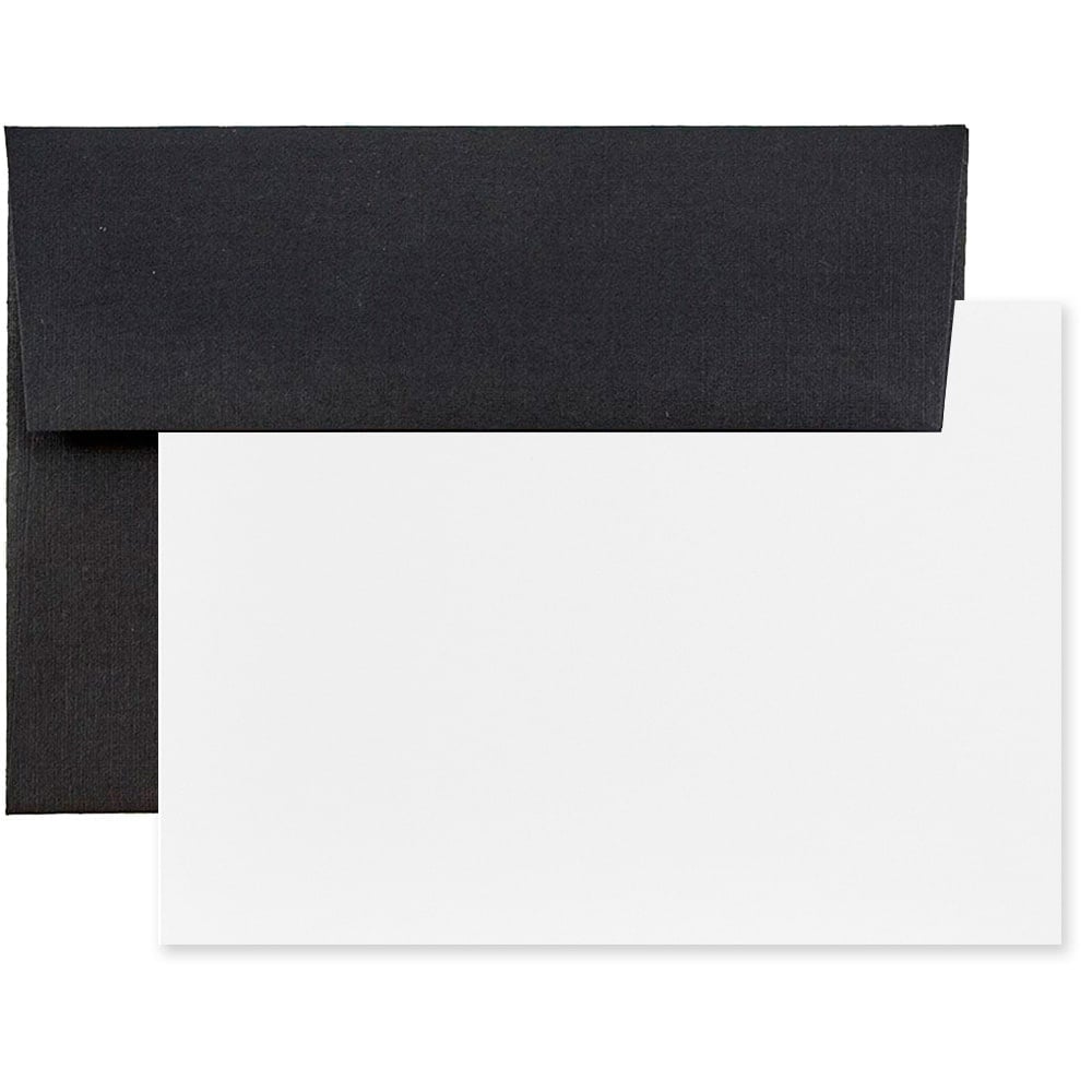 JAM Paper Stationery Set, 4 3/4in x 6 1/2in, 30% Recycled, Black/White, Set Of 25 Cards And Envelopes MPN:304624587