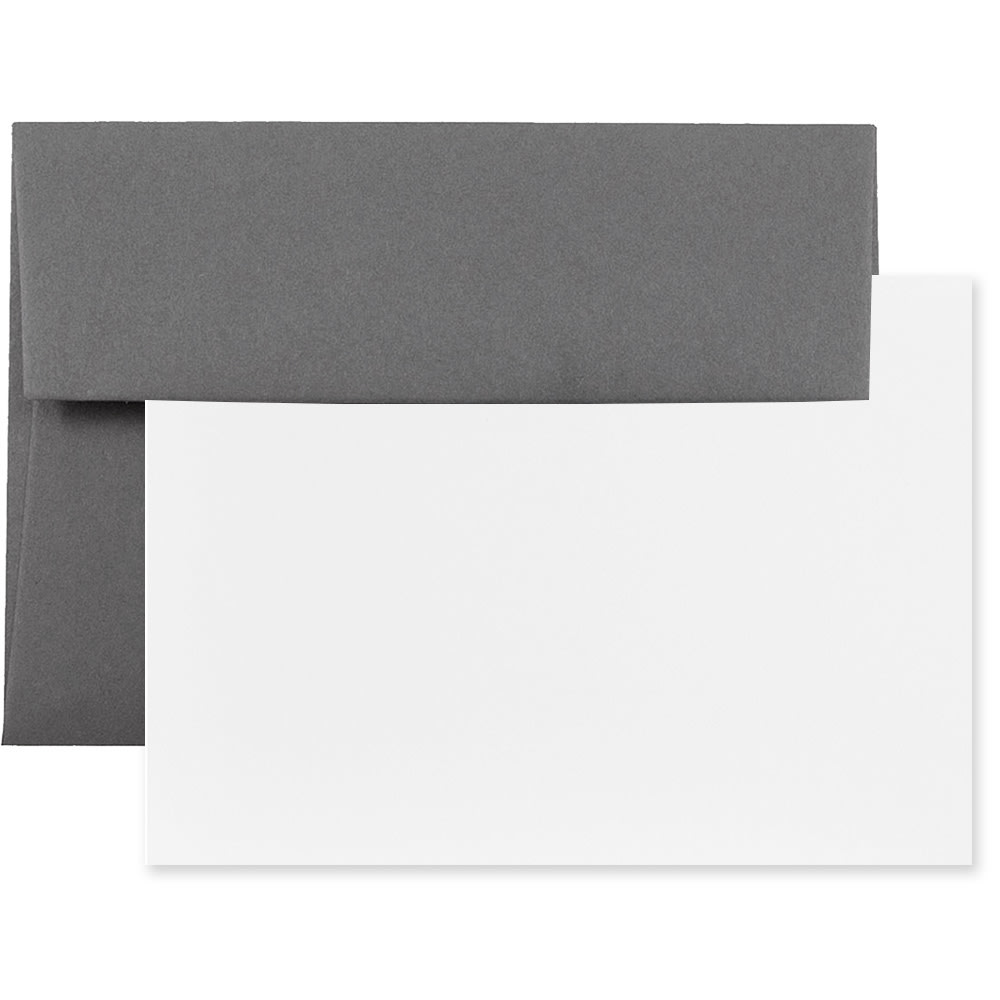 JAM Paper Stationery Set, 5 1/4in x 7 1/4in, Set Of 25 White Cards And 25 Dark Gray Envelopes MPN:304624600