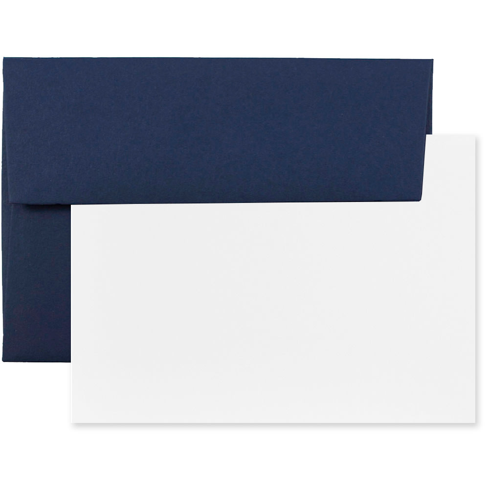 JAM Paper Stationery Set, 5 1/4in x 7 1/4in, Set Of 25 White Cards And 25 Navy Blue Envelopes MPN:304624616