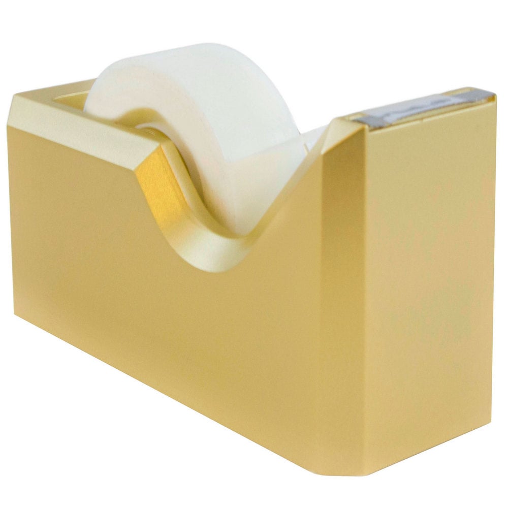 JAM Paper Plastic Tape Dispenser, 4-1/2inH x 2-1/2inW x 1-3/4inD, Gold MPN:338GO