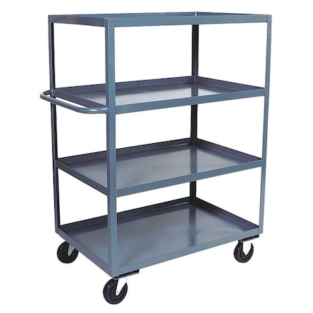 Stock Cart, 14 ga. Steel, 3, 000 lb Load Capacity, 4 Shelves, 66 in L, 25 in W, 60