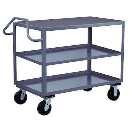 Utility Cart with Lipped & Flush Metal Shelves, Steel, 2, 400 lb Load Capacity, 3 Shelves, 66 in L MPN:EF360P600GP