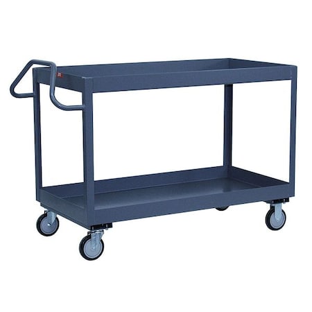 Utility Cart with Deep Lipped Metal Shelves, Steel, 1, 200 lb Load Capacity, 2 Shelves, 54 in L MPN:EG248P500GP