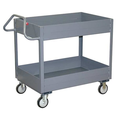 Utility Cart with Deep Lipped Metal Shelves, Steel, 1, 200 lb Load Capacity, 2 Shelves, 36 in L MPN:EK230P500GP
