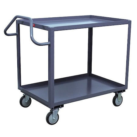 Utility Cart with Lipped Metal Shelves, Steel, 1, 200 lb Load Capacity, 2 Shelves, 42 in L, 19 in W MPN:ES136P500GP