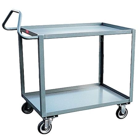 Utility Cart with Lipped Metal Shelves, Steel, 1, 200 lb Load Capacity, 2 Shelves, 66 in L, 31 in W MPN:ES360P500GP