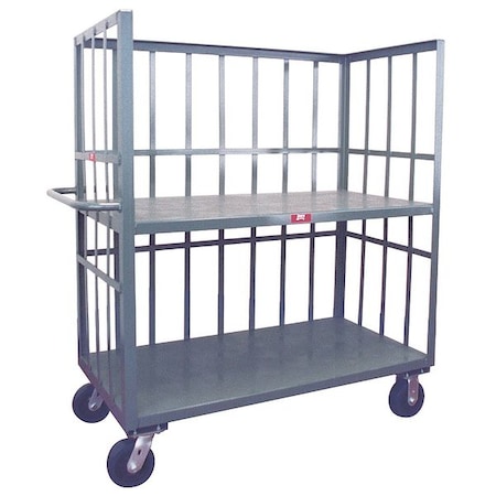 Single-Side-Access Slat-Wall Metal Stock Truck, Steel, 3, 000 lb Load Capacity, 2 Shelves, 36 in L MPN:HB472P600GP