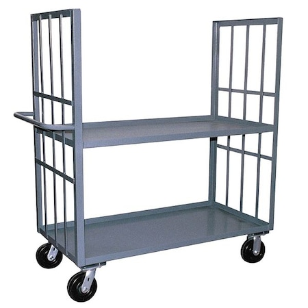 Dual-Side-Access Slat-Wall Metal Stock Truck, Steel, 3, 000 lb Load Capacity, 2 Shelves, 24 in L MPN:KB260P600GP