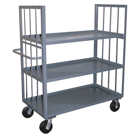 Dual-Side-Access Slat-Wall Metal Stock Truck, Steel, 3, 000 lb Load Capacity, 3 Shelves, 24 in L MPN:KC248P600GP