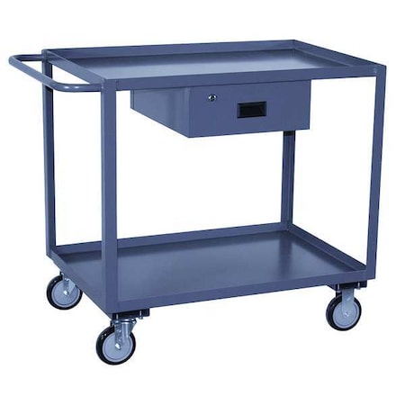Utility Cart with Lipped Metal Shelves, Steel, 1, 200 lb Load Capacity, 2 Shelves, 78 in L, 31 in W MPN:LK372P500GP