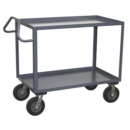 Utility Cart with Lipped Metal Shelves, Steel, 1, 200 lb Load Capacity, 2 Shelves, 42 in L, 31 in W MPN:LR336Z800GP