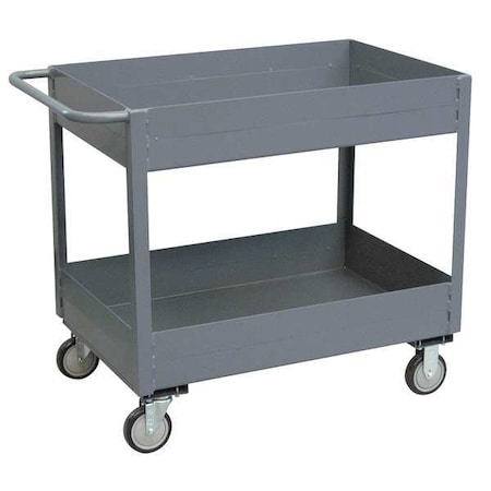 Utility Cart with Deep Lipped Metal Shelves, Steel, 1, 200 lb Load Capacity, 2 Shelves, 54 in L MPN:LS248P500GP
