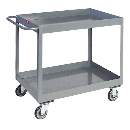 Flat Handle Deep Shelf Utility Cart, Steel, 1, 400 lb Load Capacity, 2 Shelves, 42 in L, 25 in W MPN:LT236P500GP