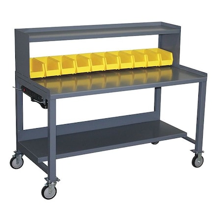 Steel Steel Mobile Workstation with Louvered Storage, 31 in D x 51 in H x 73 in W, 2 Shelves, Gray MPN:MX372P505GP