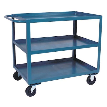 Utility Cart with Lipped Metal Shelves, Steel, 1, 200 lb Load Capacity, 3 Shelves, 66 in L, 31 in W MPN:SC360P500GP