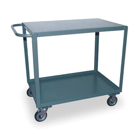 Flat Handle Utility Cart, Steel, 2, 400 lb Load Capacity, 2 Shelves, 54 in L, 25 in W, 36
