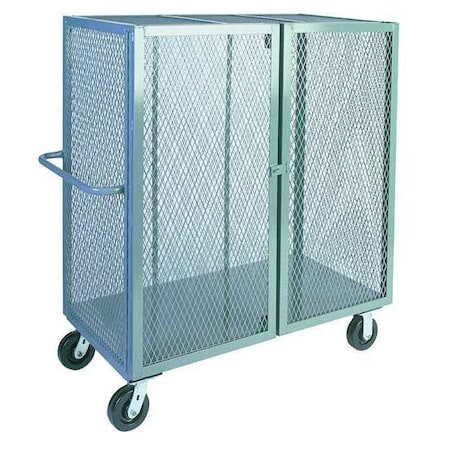 Dual-Latch Welded Mesh Security Cart with Fixed Shelves, 2, 000 lb Capacity, 54 in W x 40 in L x MPN:VA448P600GP