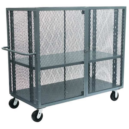 Dual-Latch Welded Mesh Security Cart with Fixed Shelves, 3, 000 lb Capacity, 28 in W x 66 in L x MPN:VB260P600GP