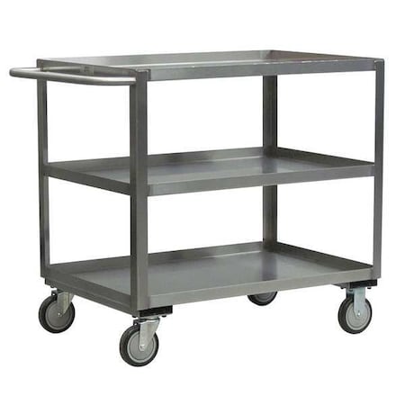 Corrosion-Resistant Utility Cart with Lipped Metal Shelves, Stainless Steel, 1, 200 lb Load Capacity MPN:XA124U500