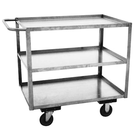 Corrosion-Resistant Utility Cart with Lipped Metal Shelves, Stainless Steel, 1, 200 lb Load Capacity MPN:XA136U500