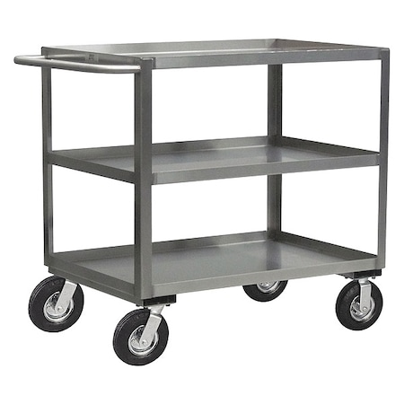 Corrosion-Resistant Utility Cart with Lipped Metal Shelves, Stainless Steel, 1, 200 lb Load Capacity MPN:XA236N800