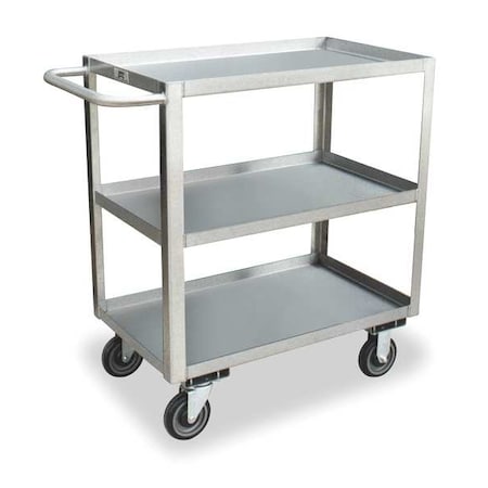Corrosion-Resistant Utility Cart with Lipped Metal Shelves, Stainless Steel, 1, 200 lb Load Capacity MPN:XA248S500