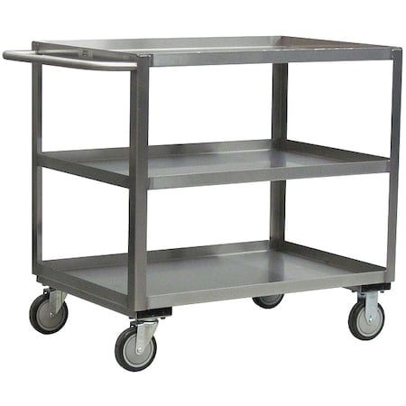 Corrosion-Resistant Utility Cart with Lipped Metal Shelves, Stainless Steel, 1, 200 lb Load Capacity MPN:XA248U500
